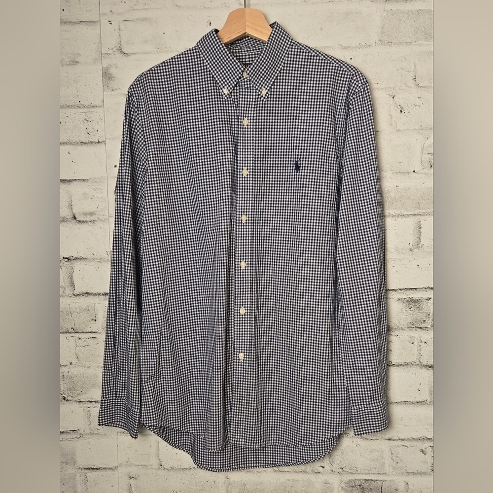 Polo Ralph Lauren Classic Fit Gingham Check Shirt M 15½ Blue White